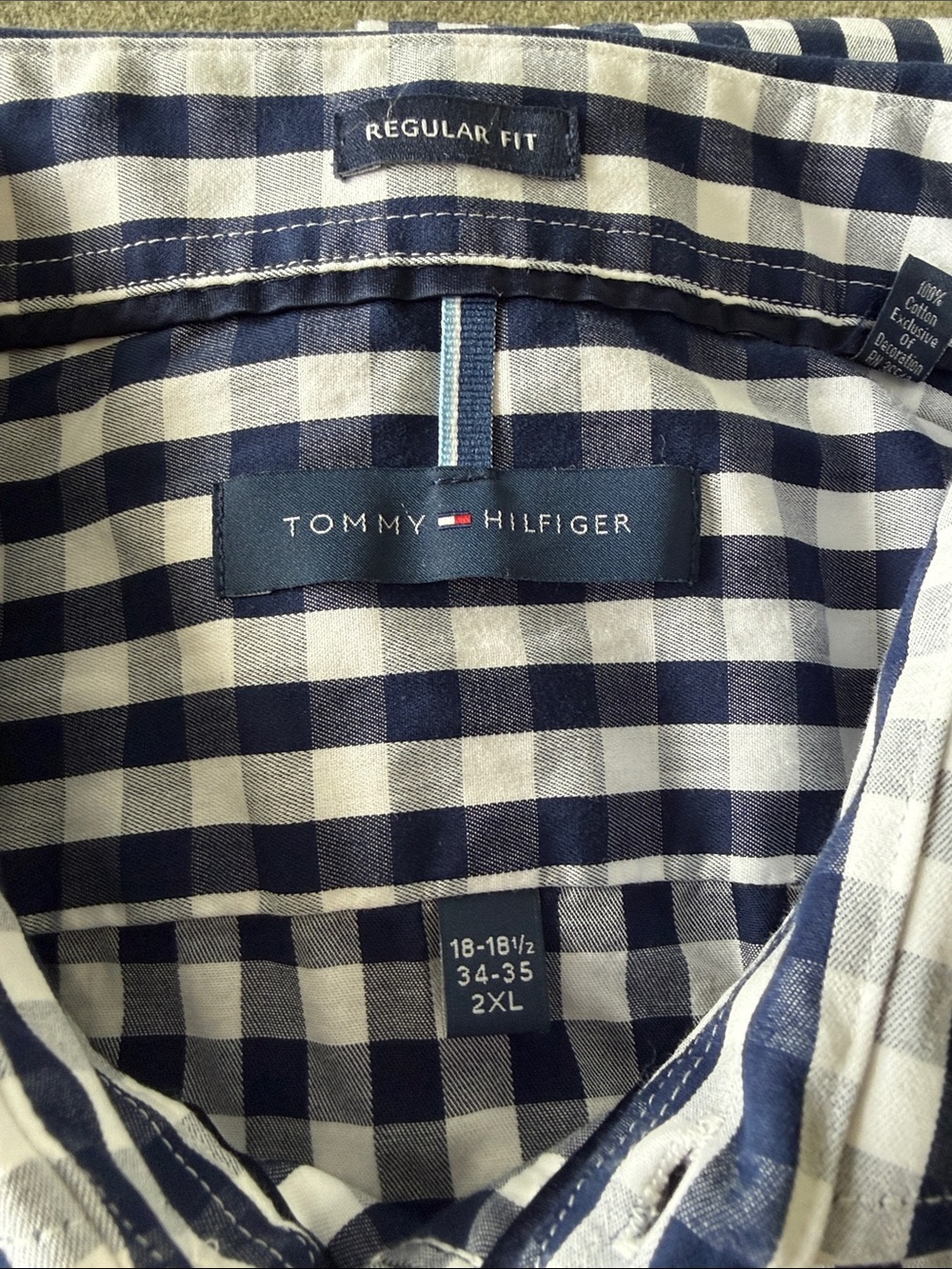 Tommy Hilfiger Men’s Dress Shirt Blue/White 2XL 18-18.5 34-35 - Picture 2 of 3